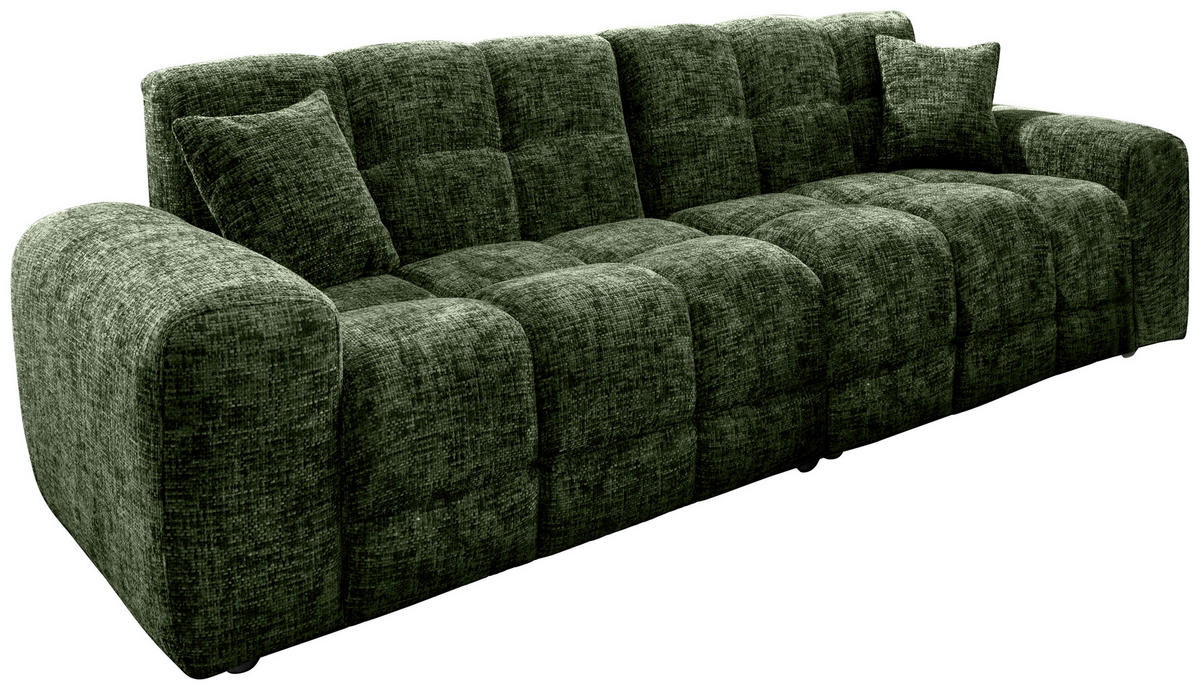 VIERSITZER-SOFA in Struktur Waldgrün  - Waldgrün/Schwarz, MODERN, Kunststoff/Textil (300/87/120cm) - Livetastic