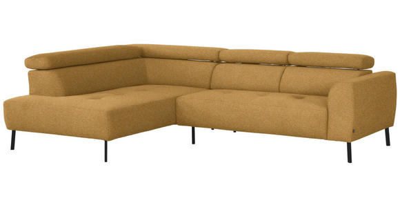 ECKSOFA in Chenille Currygelb 205/280 cm - Currygelb/Schwarz, Design, Textil/Metall (205/280cm) - Xora