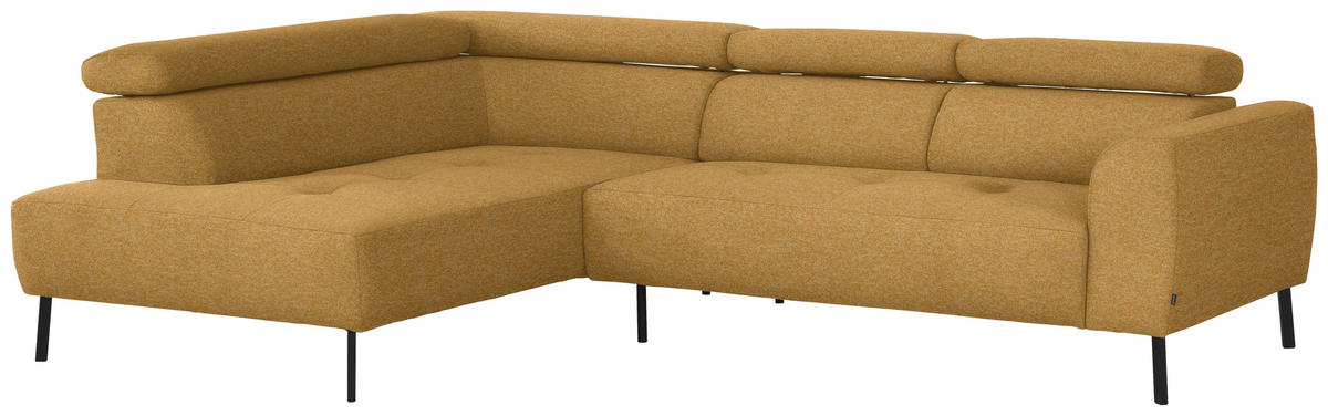 ECKSOFA in Chenille Currygelb  205/280 cm  - Currygelb/Schwarz, Design, Textil/Metall (205/280cm) - Xora