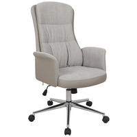 CHEFSESSEL Lederlook, Flachgewebe Grau  - Chromfarben/Grau, MODERN, Kunststoff/Textil (65/108-118/72cm) - MID.YOU