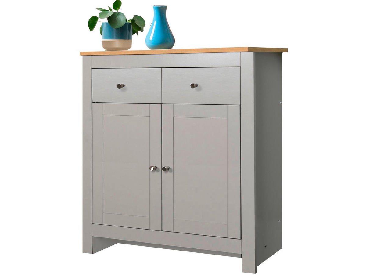 SIDEBOARD Emerald  in 79/81/35 cm  - Eichefarben/Silberfarben, Design, Holzwerkstoff/Metall (79/81/35cm) - MID.YOU