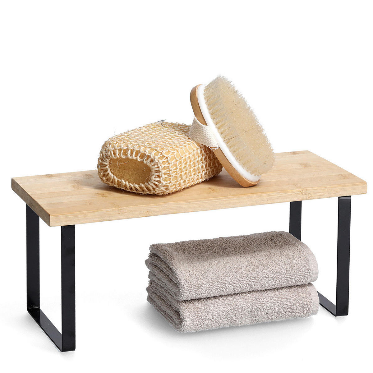 REGAL Bambus Naturfarben, Schwarz  - Schwarz/Naturfarben, Basics, Holz/Metall (36/15,5/15,5cm) - Zeller Present