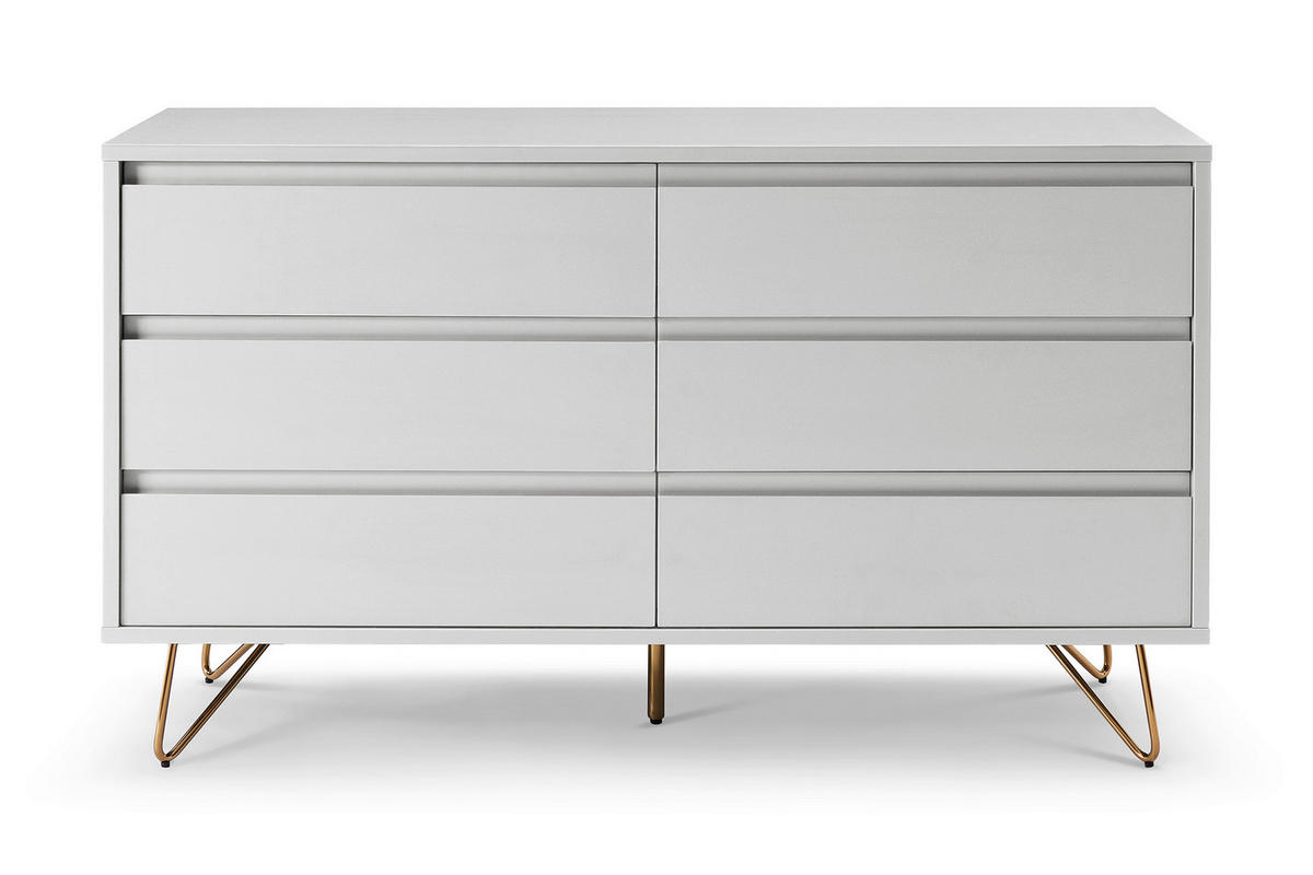 KOMMODE  in 120/70/40 cm  - Messingfarben/Weiß, Design, Holzwerkstoff/Metall (120/70/40cm) - Livetastic