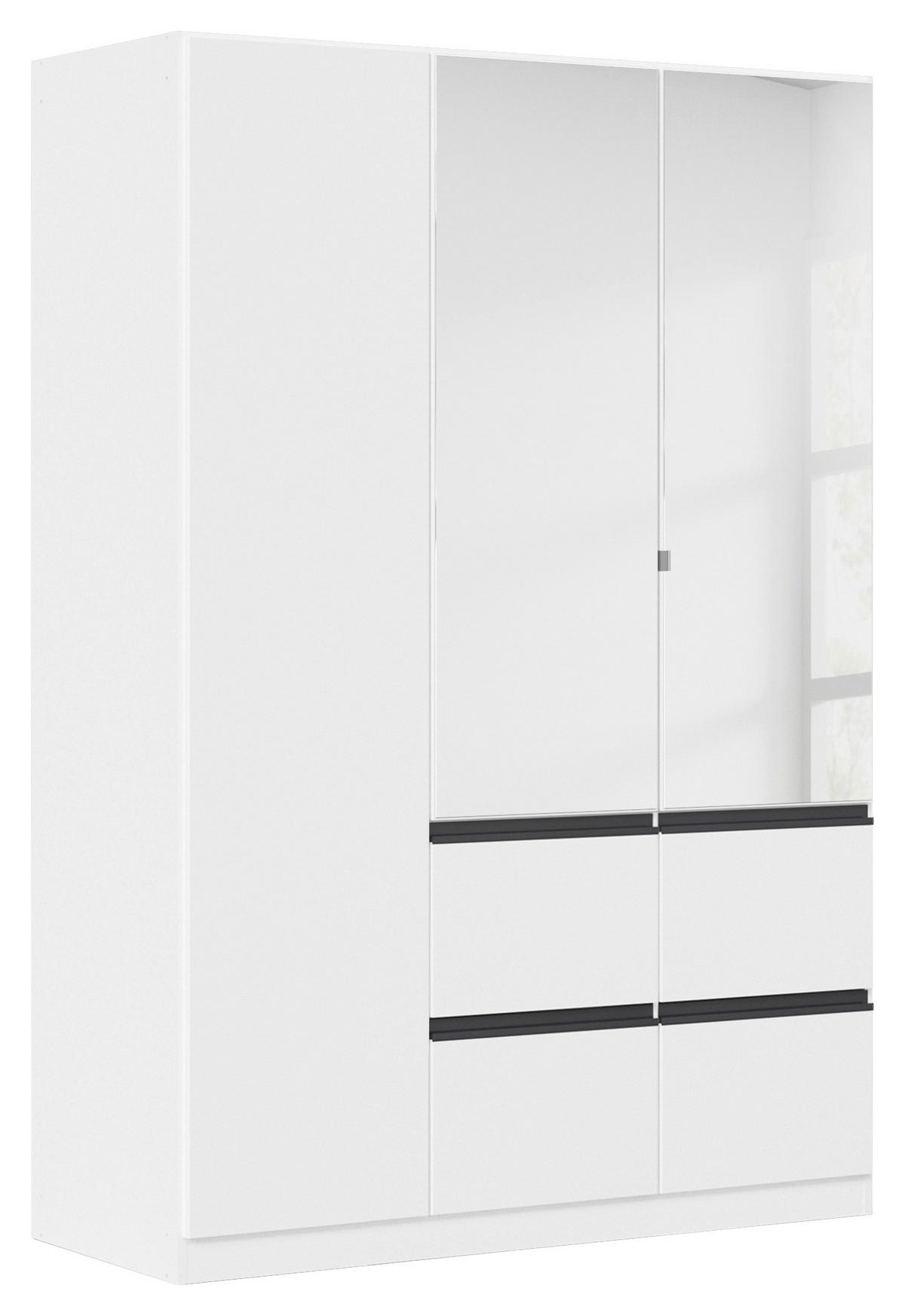KLEIDERSCHRANK Weiss, Dunkelgrau  - Weiss/Dunkelgrau, Trend, Glas/Holzwerkstoff (136/197/54cm) - Xora