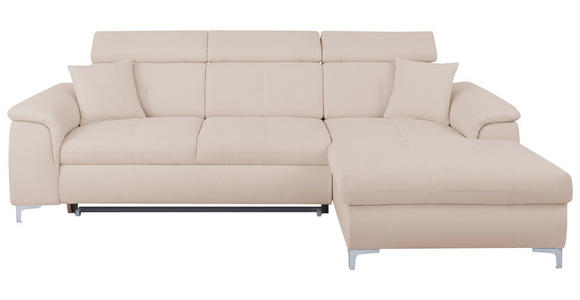 ECKSOFA in Flachgewebe Creme - Chromfarben/Creme, KONVENTIONELL, Textil/Metall (268/175cm) - Carryhome