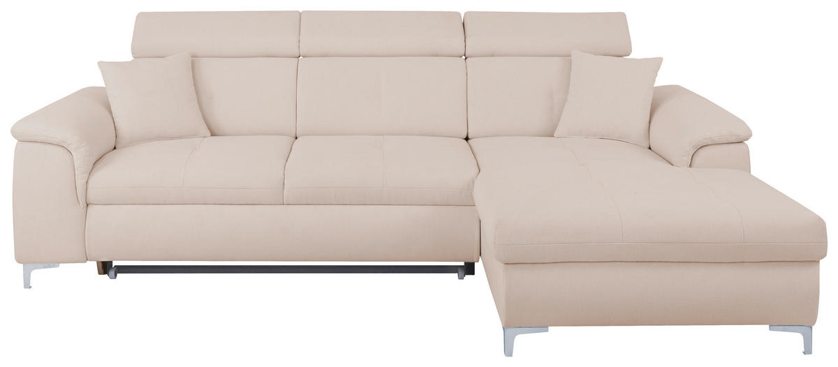 ECKSOFA in Flachgewebe Creme  - Chromfarben/Creme, Konventionell, Textil/Metall (268/175cm) - Carryhome