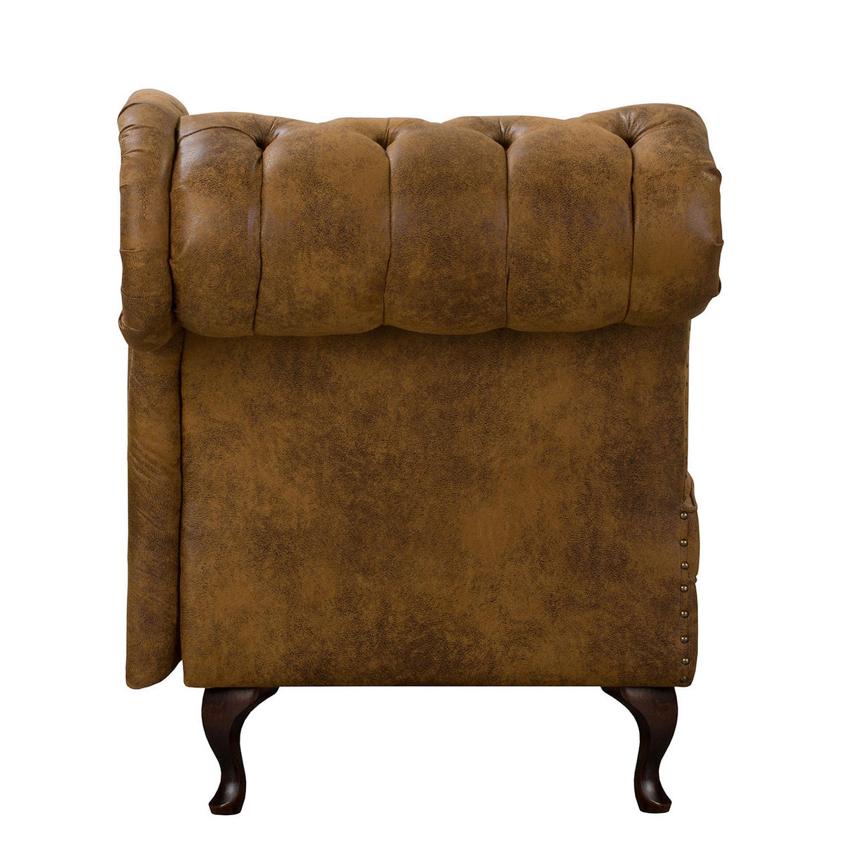 RÉCAMIERE Lederlook Cognac  - Cognac/Braun, Design, Holz/Textil (185/93/75cm) - Livetastic