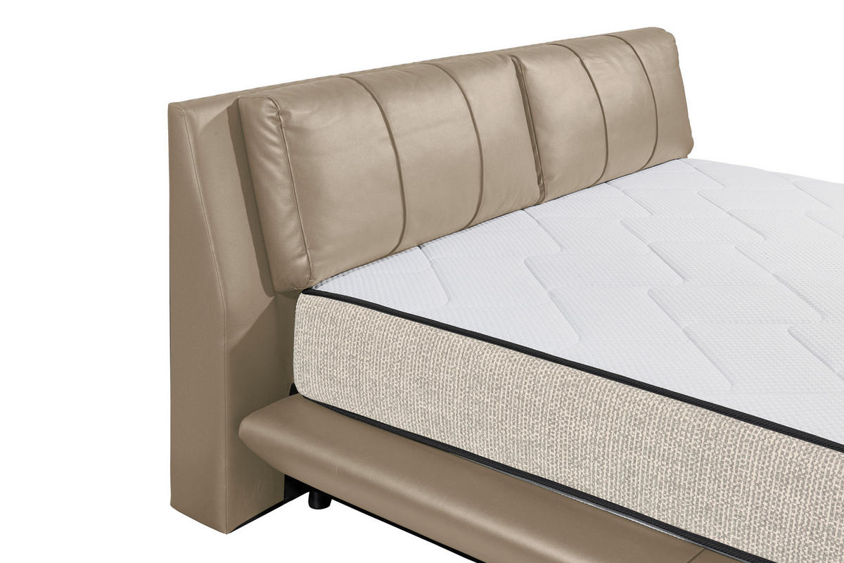 BOXBETT 180/200 cm,  in Kaschmir, gepolstertes Kopfteil, Bettkasten, Matratzen, H3 + H4 = fest + sehr fest  - Kaschmir/Schwarz, Design, Kunststoff/Textil (180/200cm) - Esposa