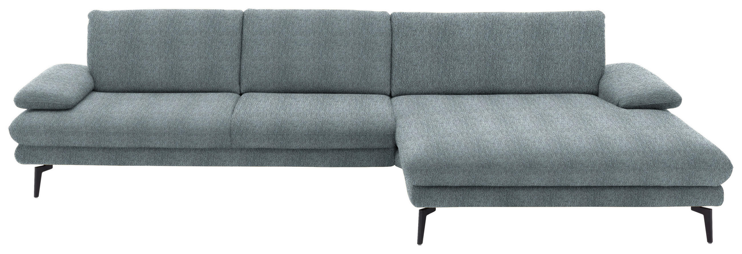 ECKSOFA in Chenille Blaugrau  - Blaugrau/Schwarz, Design, Textil/Metall (310/180cm) - Dieter Knoll