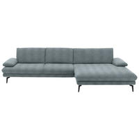 ECKSOFA in Chenille Blaugrau  - Blaugrau/Schwarz, Design, Textil/Metall (310/180cm) - Dieter Knoll