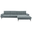 ECKSOFA  in Chenille Blaugrau  310/180 cm  - Blaugrau/Schwarz, Design, Textil/Metall (310/180cm) - Dieter Knoll