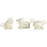 DEKORAČNÉ PRASIATKO - zlatá/krémová, Basics, plast (4cm)
