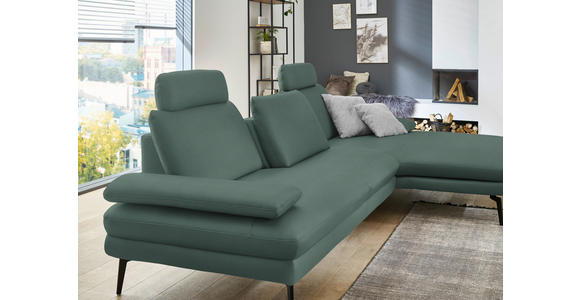 ECKSOFA in Echtleder Opal 310/180 cm - Opal/Schwarz, Design, Leder/Metall (310/180cm) - Dieter Knoll