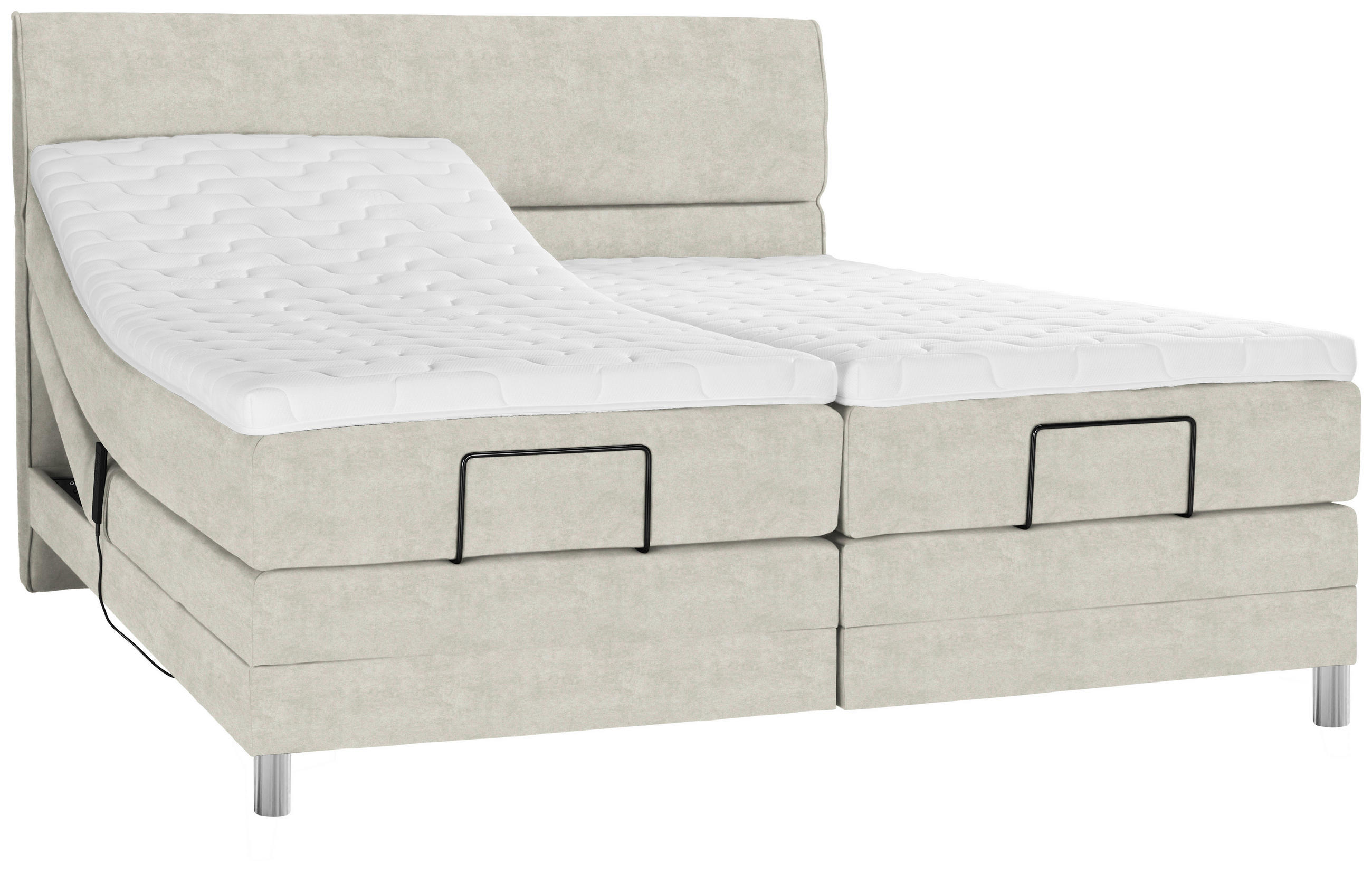 BOXSPRINGBETT 180/200 cm  in Ecru  - Chromfarben/Ecru, Konventionell, Kunststoff/Textil (180/200cm) - Voleo