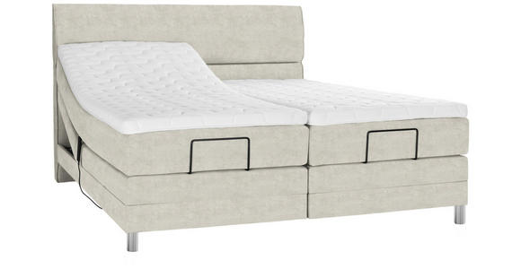 BOXSPRINGBETT 180/200 cm in Ecru - Chromfarben/Ecru, KONVENTIONELL, Kunststoff/Textil (180/200cm) - Voleo