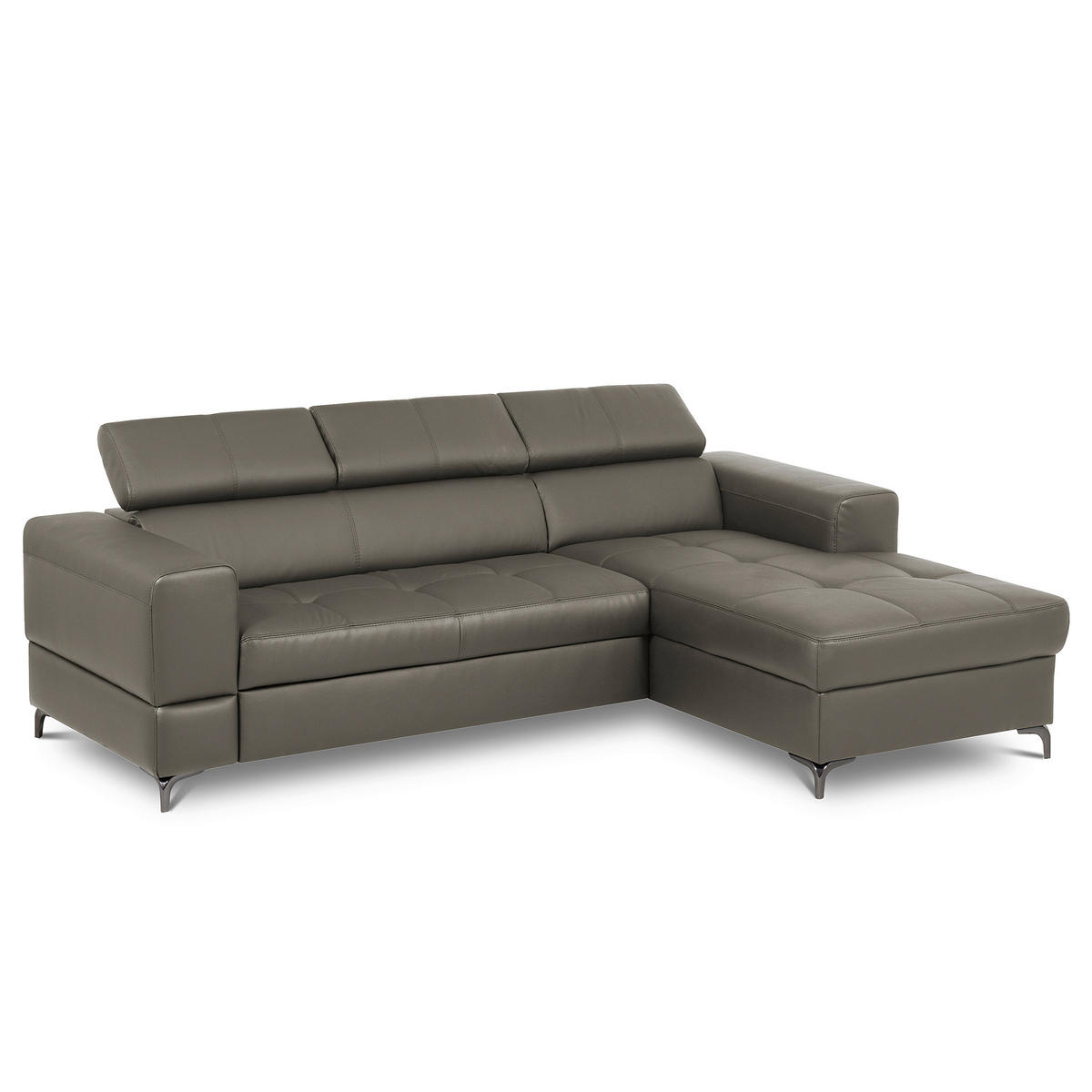 ECKSOFA  in Lederlook Echtleder Schlammfarben  - Schlammfarben/Schwarz, Design, Leder/Textil (247/173cm) - Livetastic