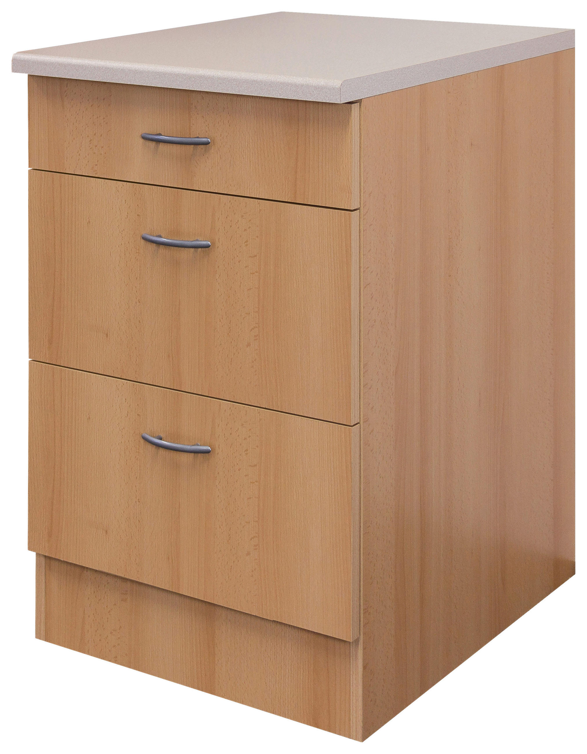 SCHUBKASTENUNTERSCHRANK 60/85/60 cm in Buchefarben - Edelstahlfarben/Beige, KONVENTIONELL, Holzwerkstoff/Kunststoff (60/85/60cm) - FlexWell