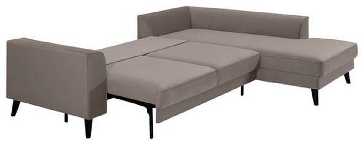ECKSCHLAFSOFA in Velours Taupe  - Taupe/Wengefarben, Modern, Holz/Textil (277/167cm) - Trendmanufaktur