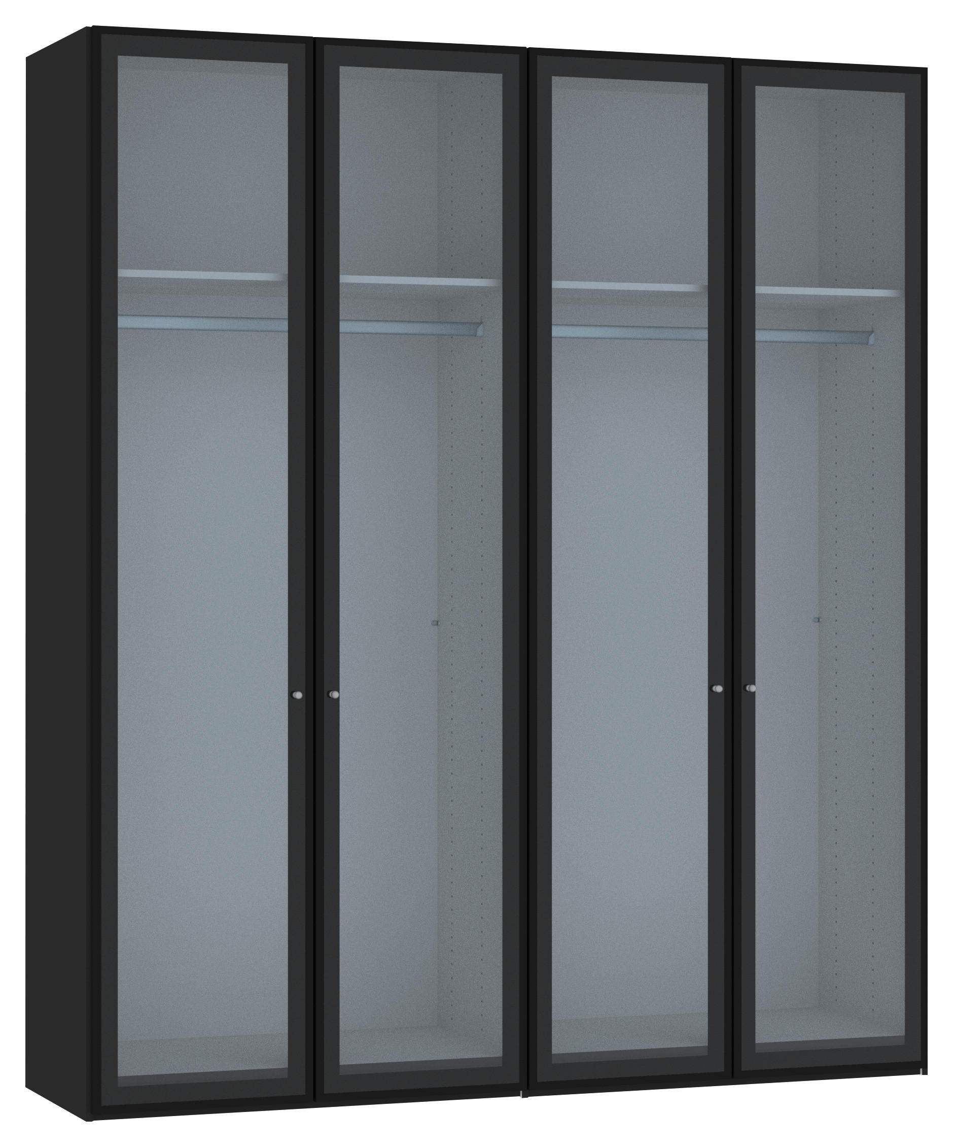 DREHTÜRENSCHRANK 203/236/59 cm 4-türig Schwarz  - Silberfarben/Schwarz, Design, Glas/Holzwerkstoff (203/236/59cm) - Jutzler
