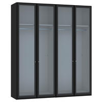DREHTÜRENSCHRANK  in Schwarz  - Silberfarben/Schwarz, Design, Glas/Holzwerkstoff (203/236/59cm) - Jutzler