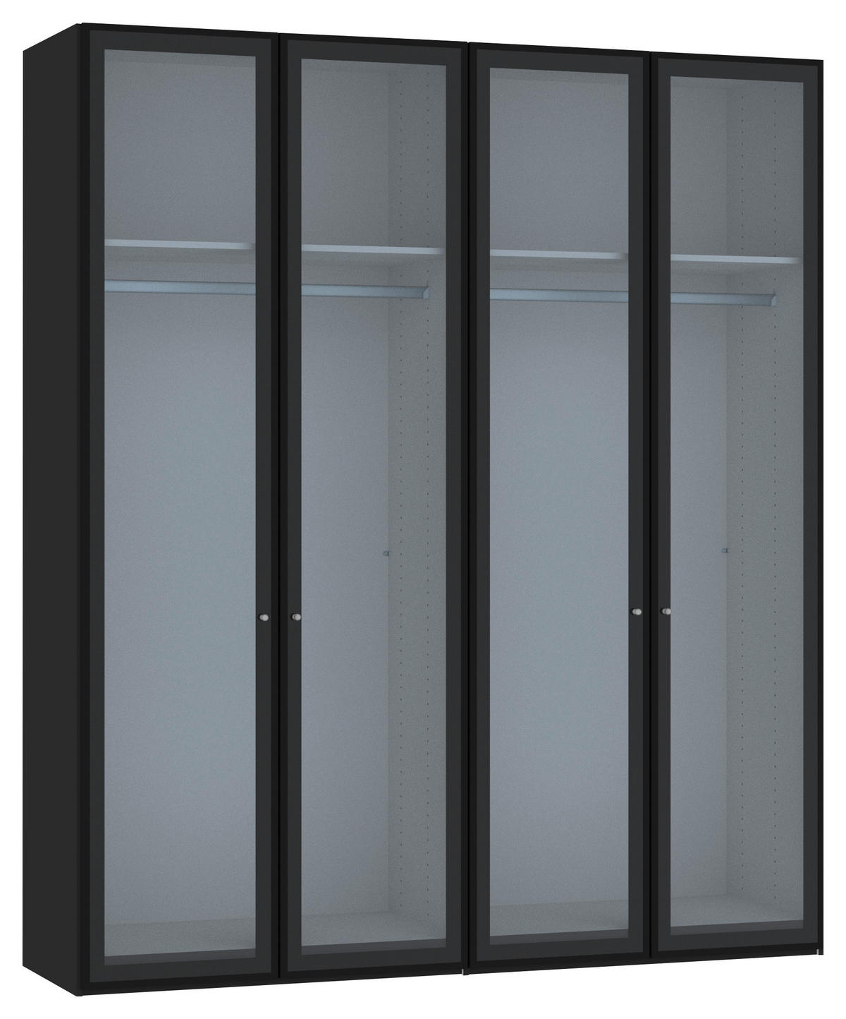 DREHTÜRENSCHRANK  in Schwarz  - Silberfarben/Schwarz, Design, Glas/Holzwerkstoff (203/236/59cm) - Jutzler