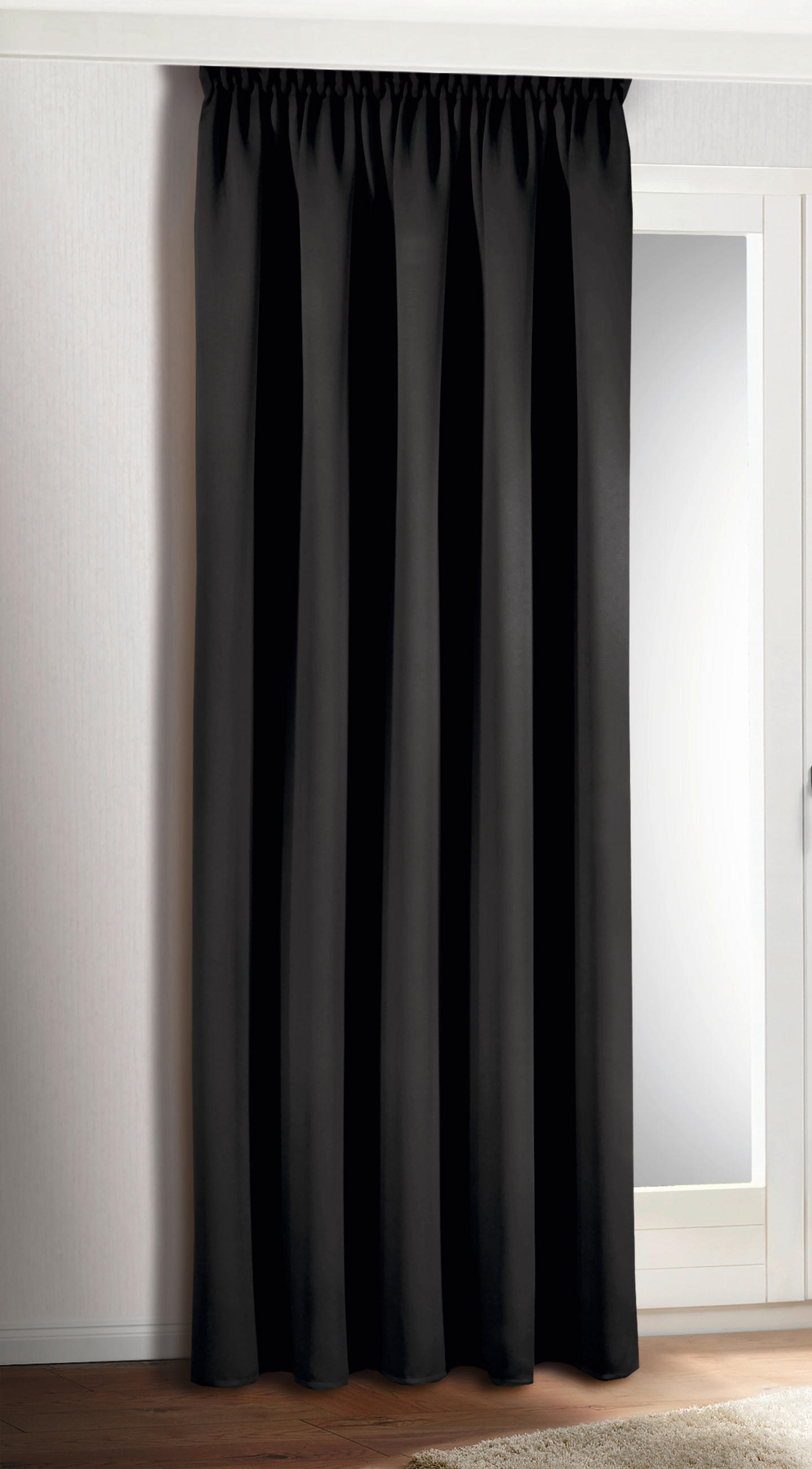 FERTIGVORHANG  black-out (lichtundurchlässig)  140/245 cm   - Schwarz, Basics, Textil (140/245cm)