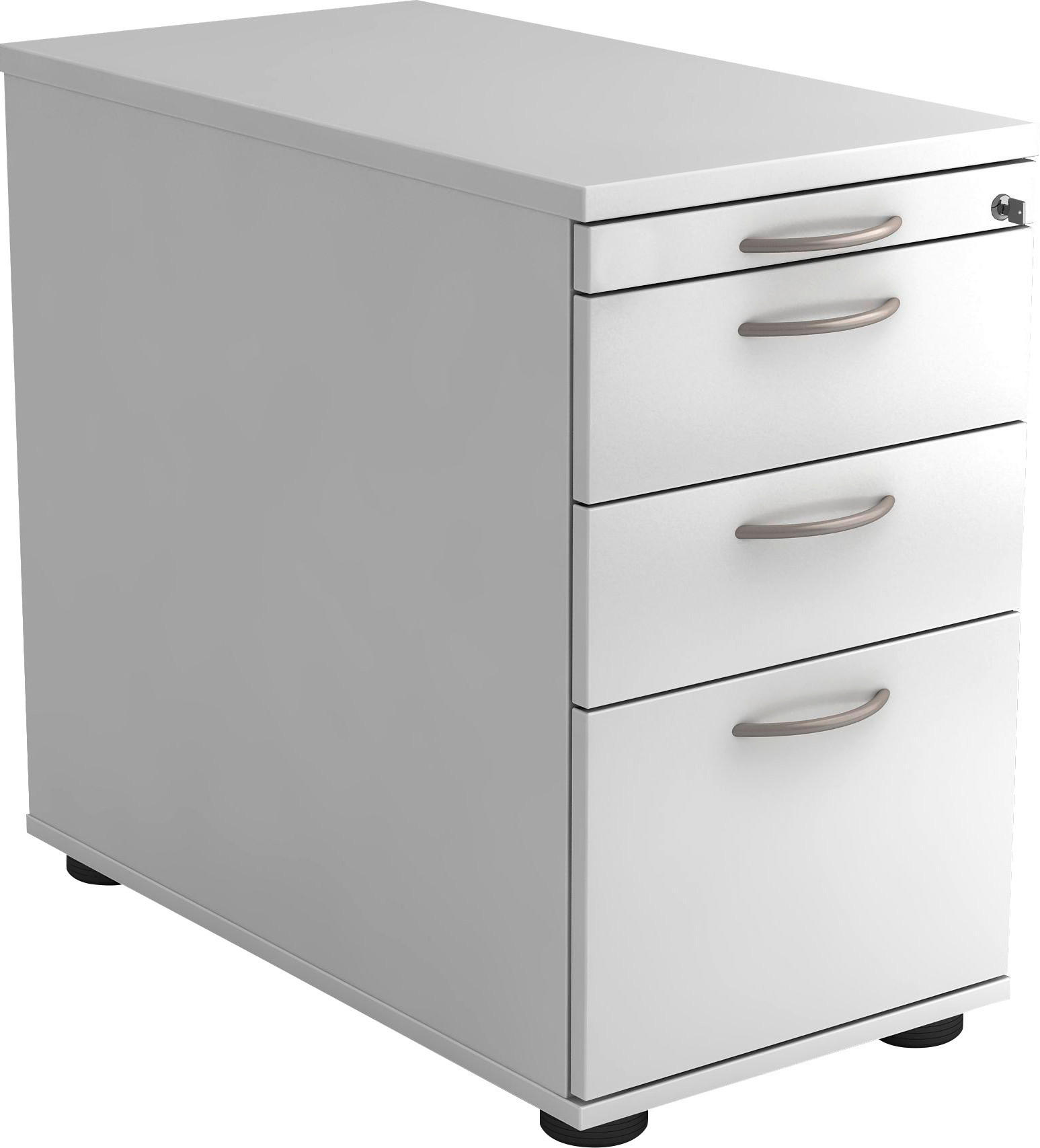 ANSTELLCONTAINER Weiß  - Alufarben/Weiß, KONVENTIONELL, Holzwerkstoff/Kunststoff (42,8/72-76/80cm) - Venda