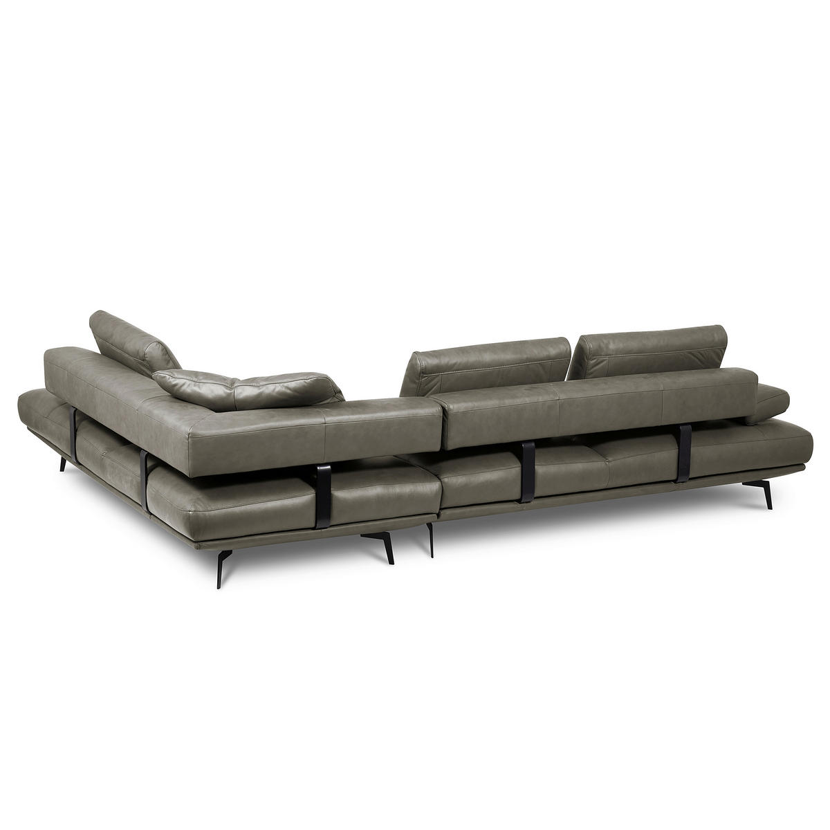 ECKSOFA  in Echtleder Grau  306/237 cm  - Schwarz/Grau, Design, Leder/Metall (306/237cm) - Livetastic