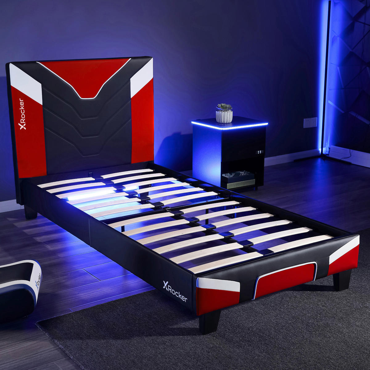 BETT 90/190 cm  in Rot, Schwarz, Weiß  - Rot/Schwarz, MODERN, Holzwerkstoff/Kunststoff (90/190cm) - X Rocker
