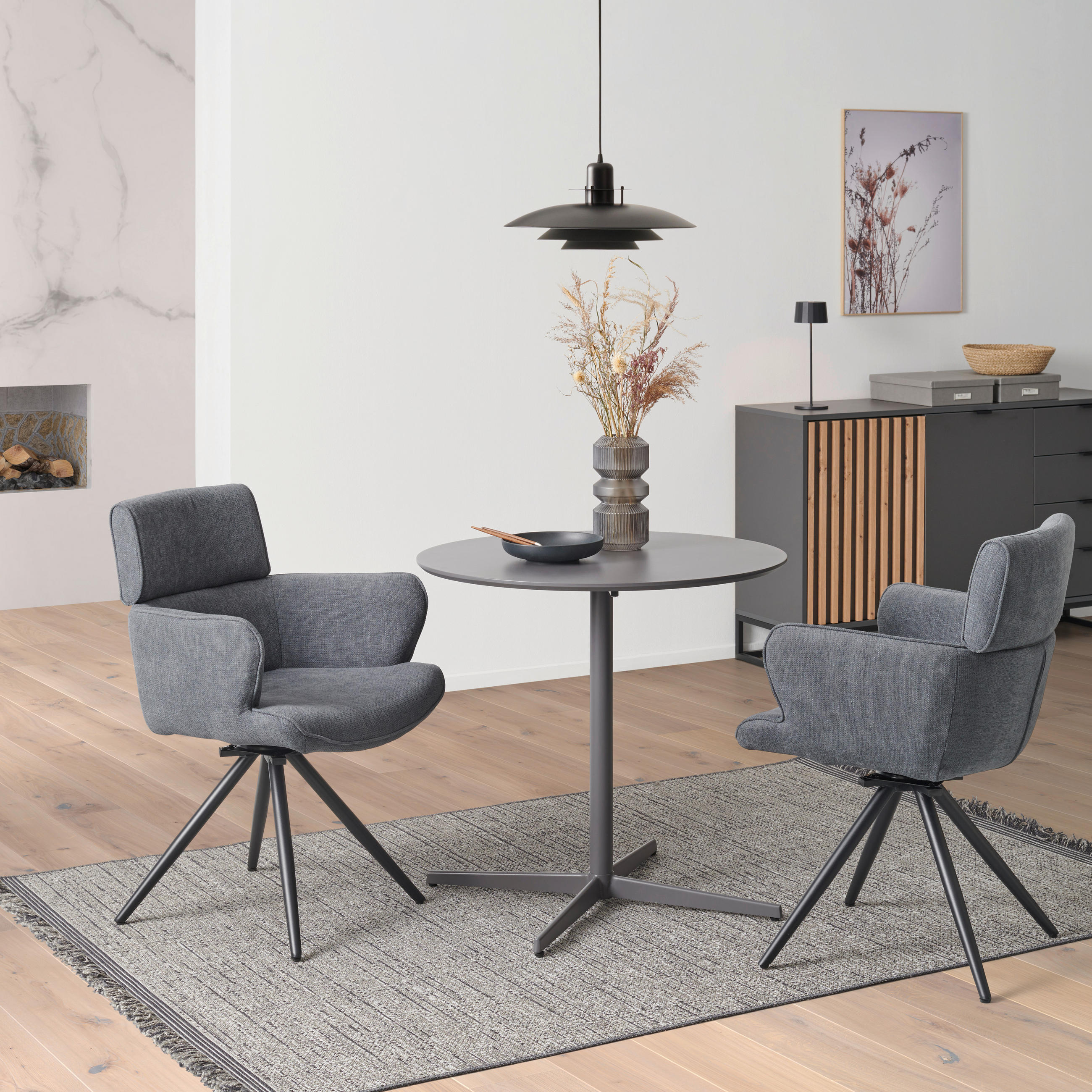 ESSTISCH in Metall, Holzwerkstoff  - Grau, KONVENTIONELL, Holzwerkstoff/Metall (80/76/80cm) - P & B