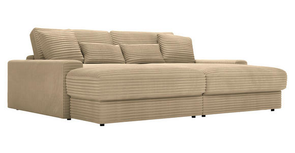 BIGSOFA in Cord Beige - Beige/Schwarz, MODERN, Kunststoff/Textil (230/85/190cm) - Carryhome