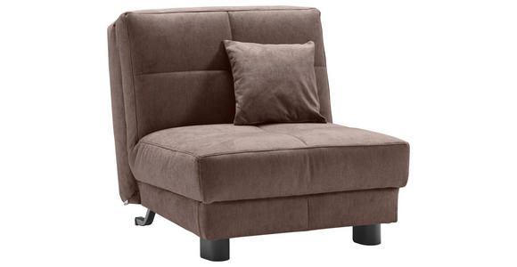 SCHLAFSESSEL Mikrovelours Dunkelbraun Liegefunktion Zierkissen  - Dunkelbraun/Schwarz, KONVENTIONELL, Textil/Metall (85/85/100cm) - Carryhome