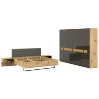 SCHLAFZIMMER Eiche Bianco, Braun  - Eiche Bianco/Braun, Design, Glas/Holz (180/200cm) - Musterring