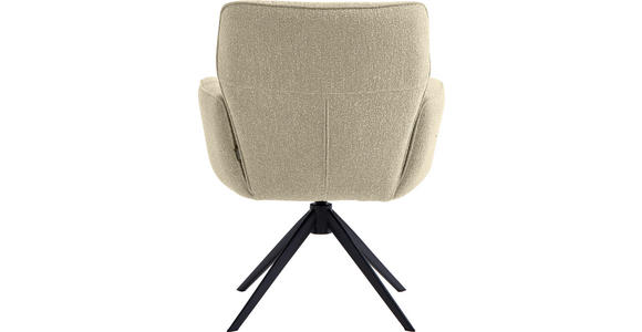 ARMLEHNSTUHL  , Stoffauswahl, Sitzfläche 360° drehbar, automatische Rückholfunktion  , Leinenoptik  ,  - Beige/Schwarz, Design, Textil/Metall (67/86/68cm) - Novel