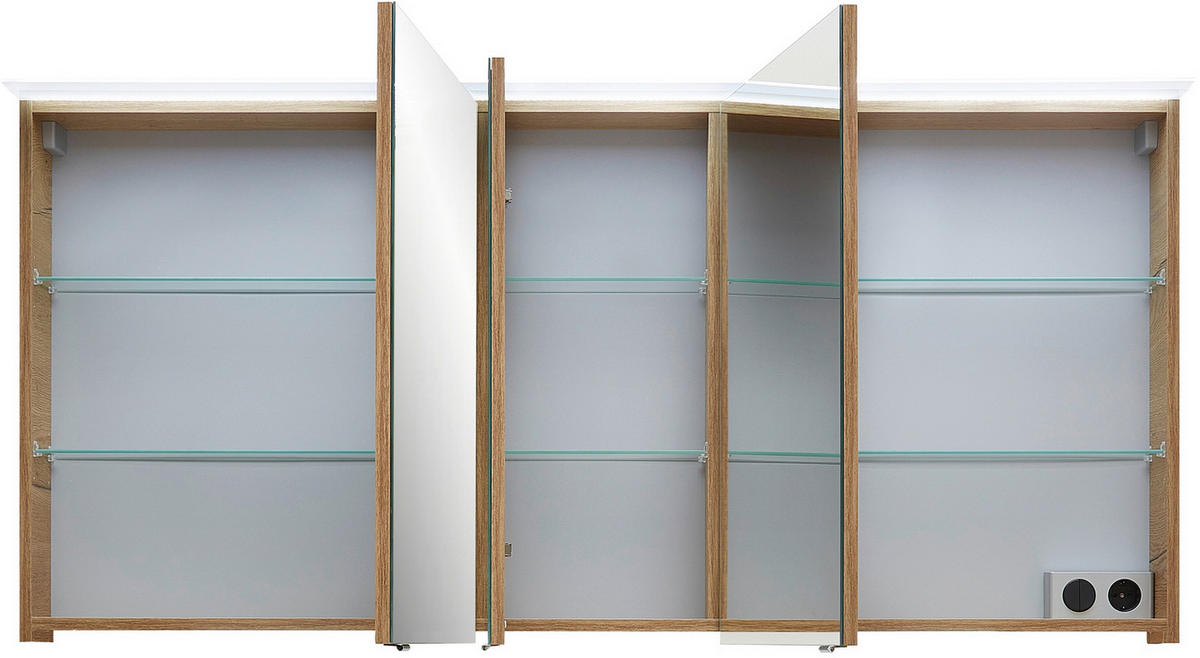 SPIEGELSCHRANK 154/70,9/17,6 cm  - Eiche dunkel/Chromfarben, Design, Glas/Holzwerkstoff (154/70,9/17,6cm) - Sadena