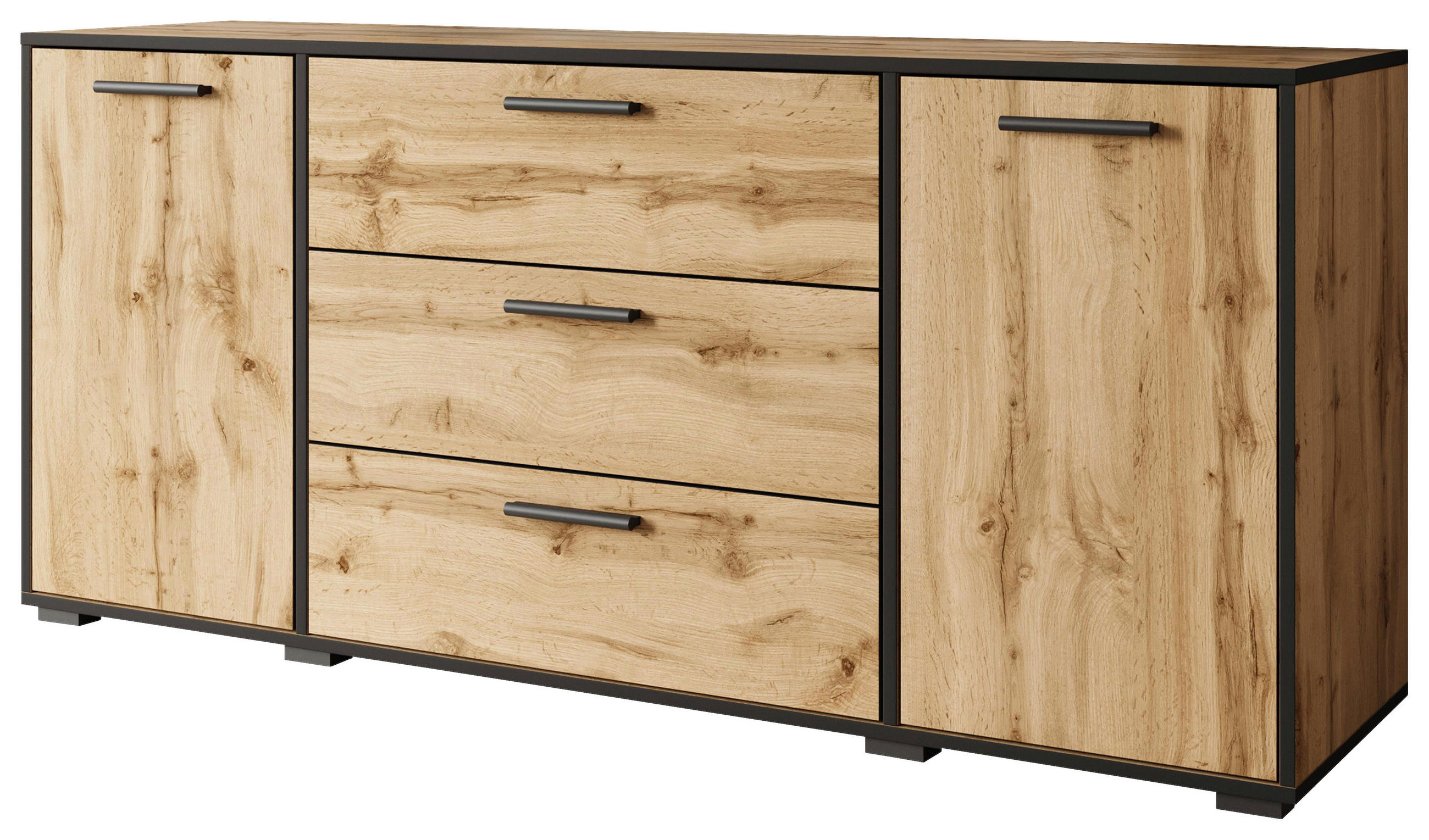 SIDEBOARD 150/68/40 cm  - ek Wotan/svart, Basics, trämaterial/plast (150/68/40cm) - MID.YOU