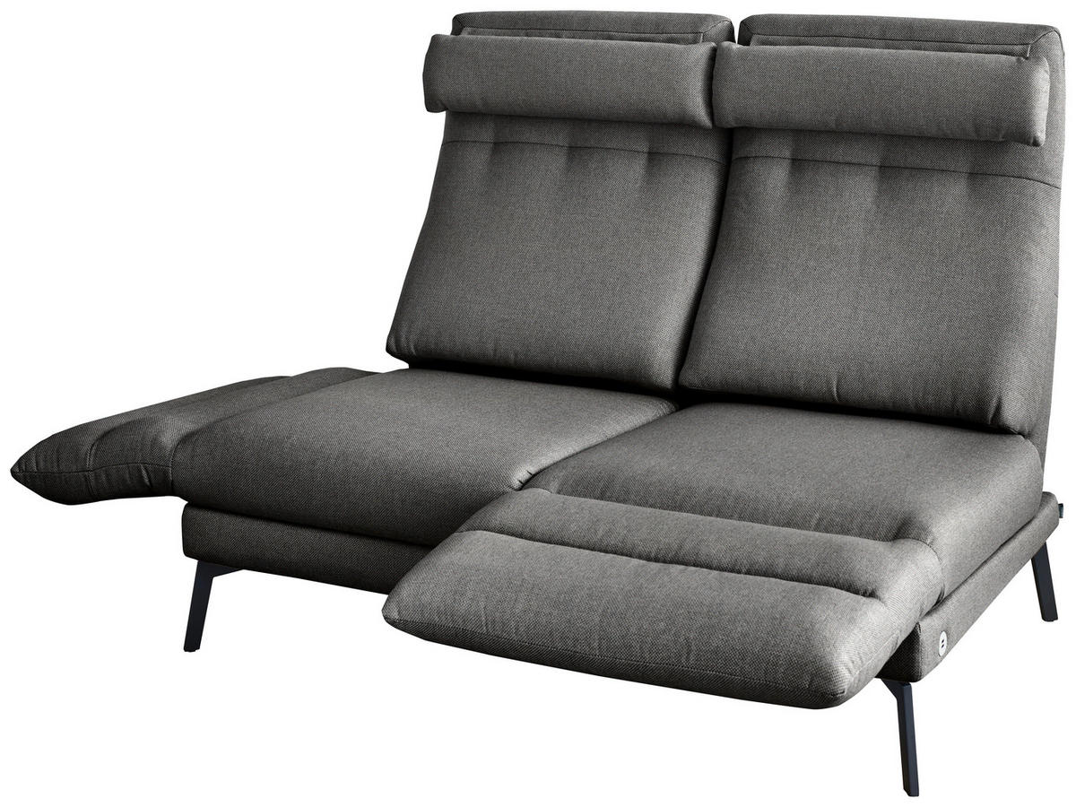 2-SITZER-SOFA Flachgewebe Dunkelgrau  - Dunkelgrau/Schwarz, Design, Textil/Metall (178-226/83-113/96-177cm) - Dieter Knoll