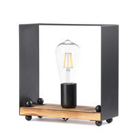 TISCHLEUCHTE 13/10/15 cm   - Schwarz/Braun, Natur, Holz/Metall (13/10/15cm)