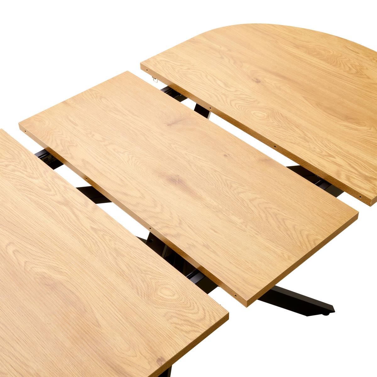 AUSZIEHTISCH - Eichefarben/Schwarz, KONVENTIONELL, Holzwerkstoff/Metall (120-160/75/90cm) - MID.YOU