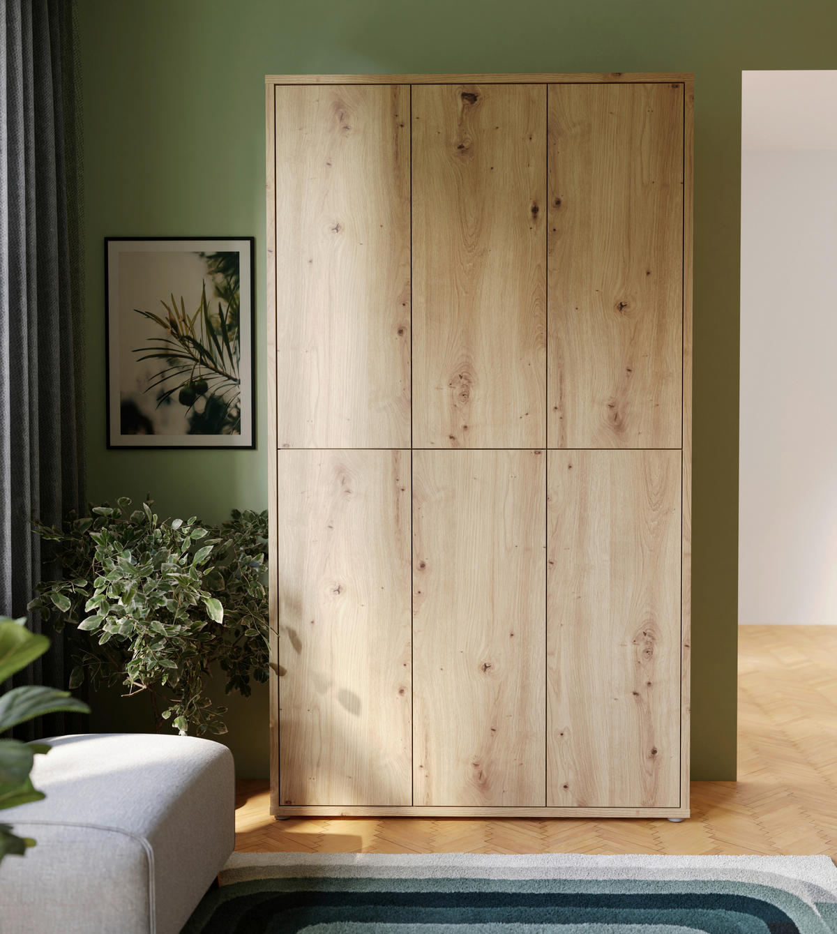SCHUHSCHRANK  in 110/192/35 cm  - Eiche Artisan/Grau, Basics, Holzwerkstoff/Kunststoff (110/192/35cm) - Xora
