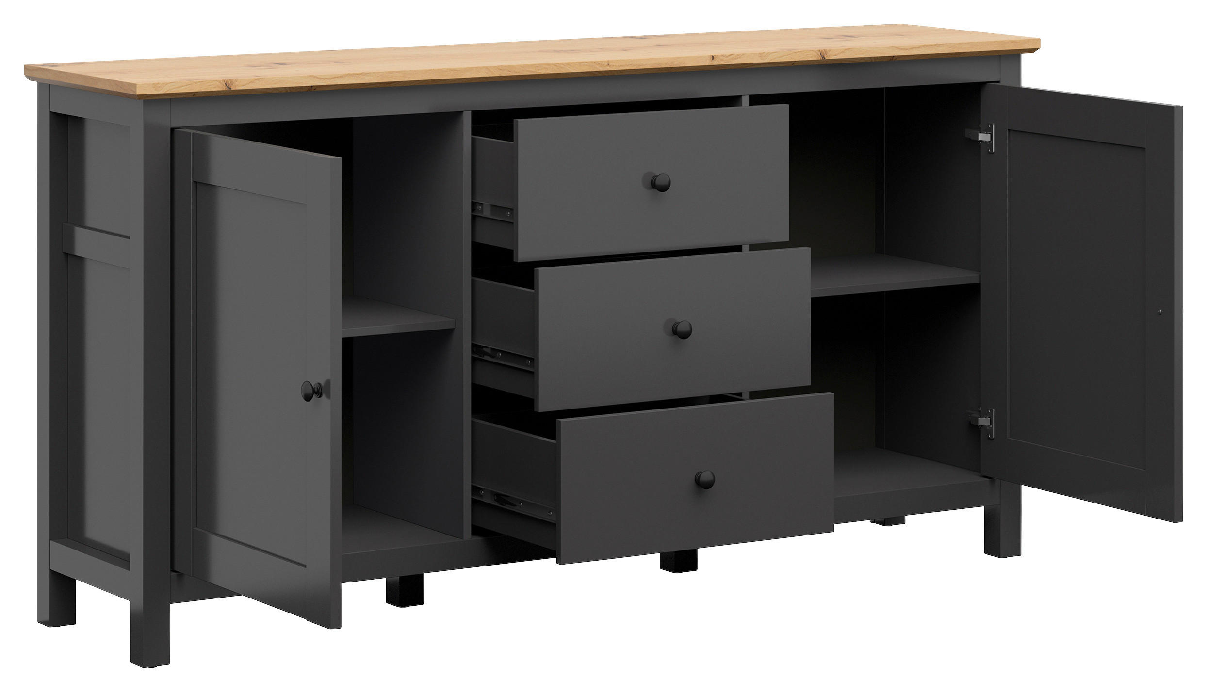 SIDEBOARD  in 186/96/44 cm  - Graphitfarben/Schwarz, Design, Holzwerkstoff/Kunststoff (186/96/44cm)