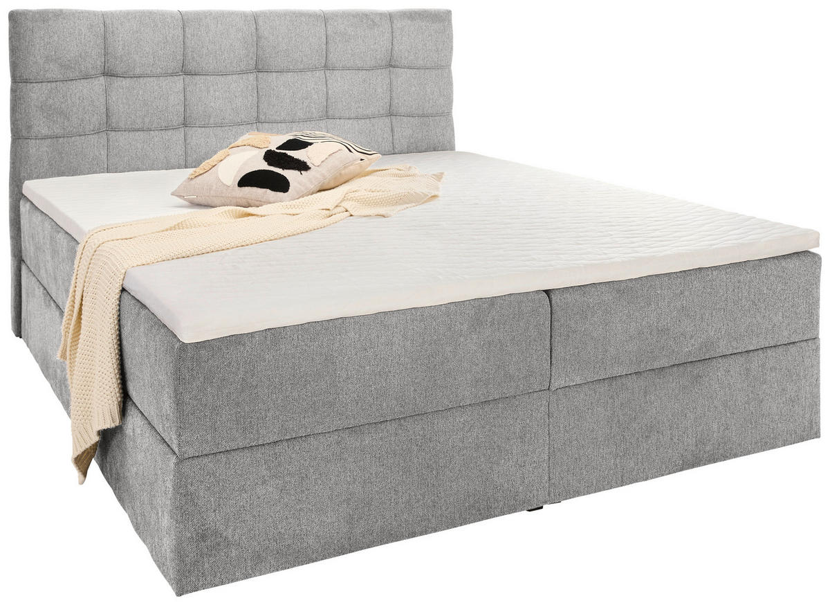 AMERICKÁ POSTEĽ, 180/200 cm, svetlosivá - čierna/svetlosivá, Konventionell, textil/plast (180/200cm) - Boxxx