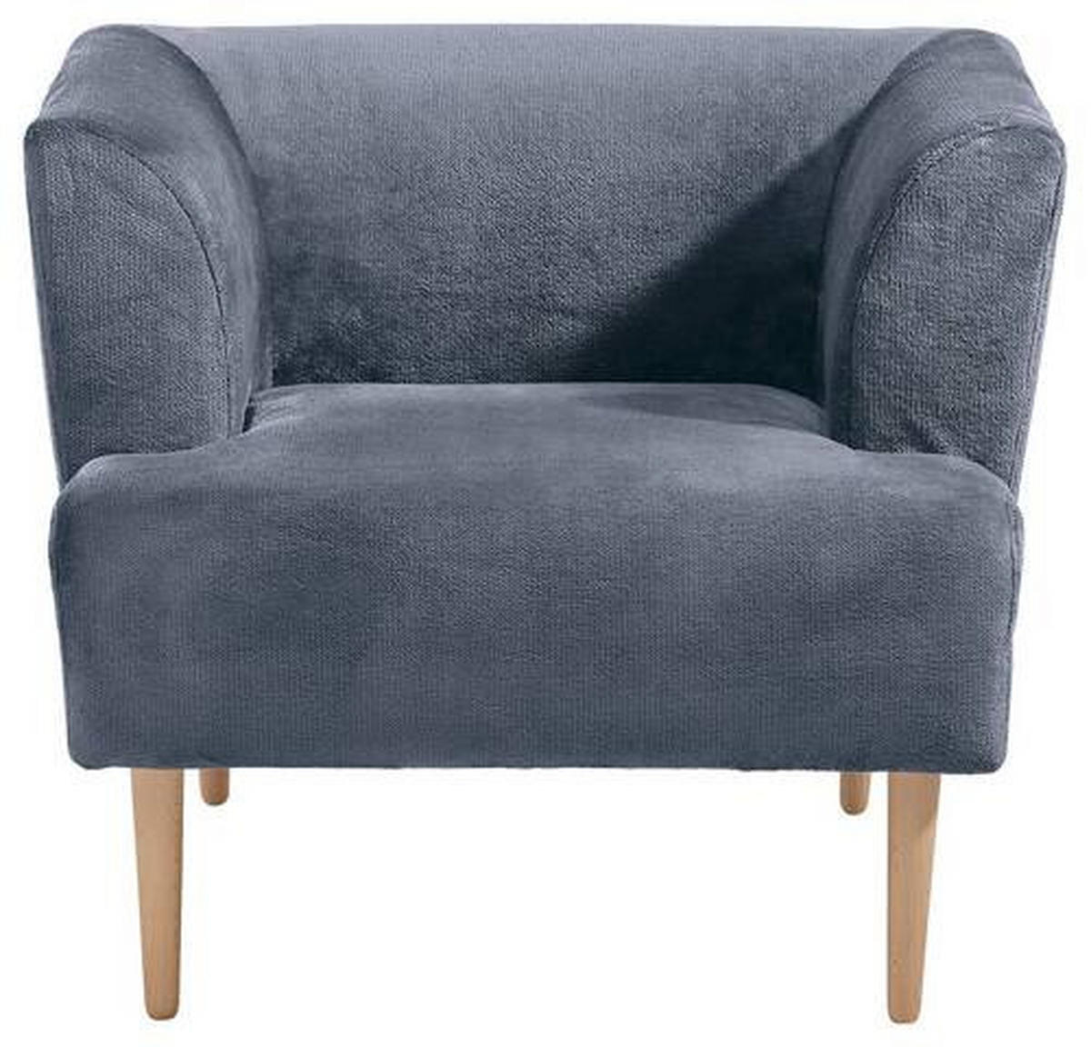 SESSEL in Plüsch Petrol  - Buchefarben/Petrol, Design, Holz/Textil (85/71/80cm) - MID.YOU