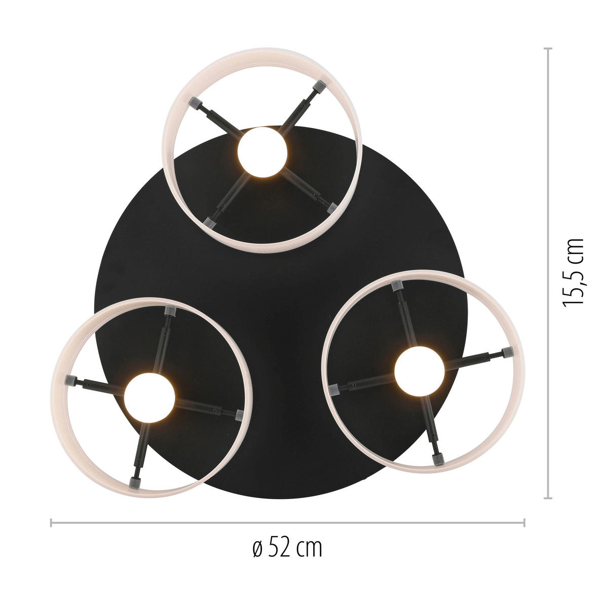 LED-DECKENLEUCHTE Marika 57/57/20 cm   - Schwarz, Design, Glas/Kunststoff (57/57/20cm) - Paul Neuhaus