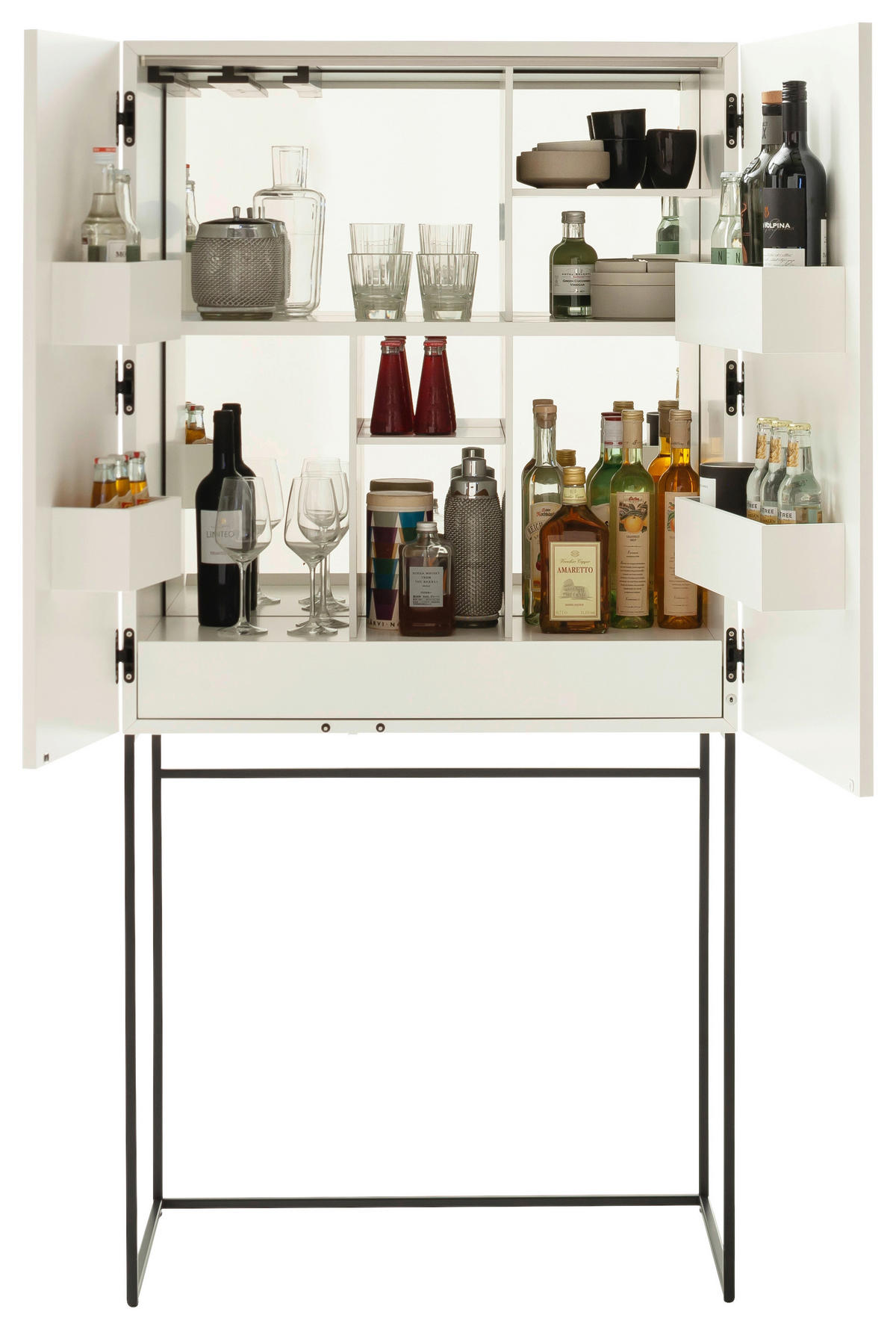 BARSCHRANK Weiss  80/165/45 cm  - Weiss/Schwarz, Design, Holzwerkstoff/Metall (80/165/45cm) - Schöner Wohnen
