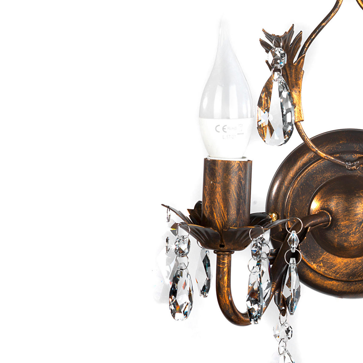 WANDLEUCHTE 30/30/20 cm   - Bronzefarben, KONVENTIONELL, Glas/Metall (30/30/20cm)