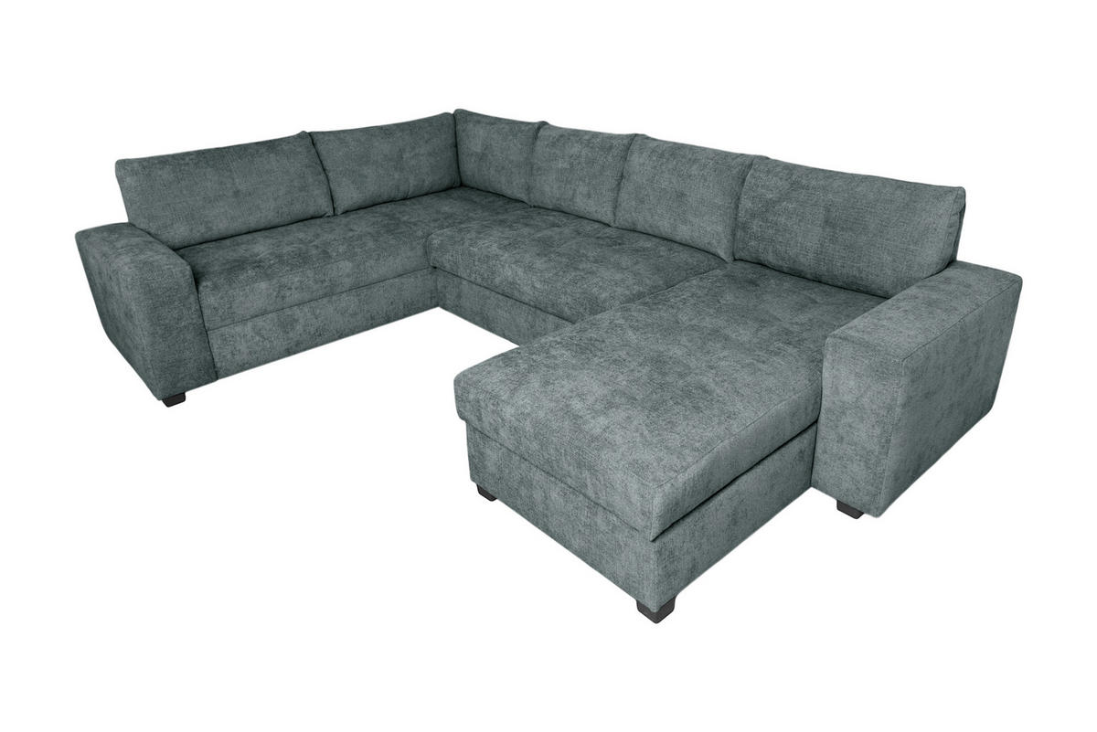 WOHNLANDSCHAFT VALERI Dunkelgrau Chenille  - Dunkelgrau/Schwarz, Design, Kunststoff/Textil (208/305/157cm) - MID.YOU