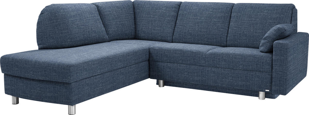 ECKSOFA in Chenille Blau  208/227 cm  - Blau/Alufarben, KONVENTIONELL, Textil/Metall (208/227cm) - Sedda