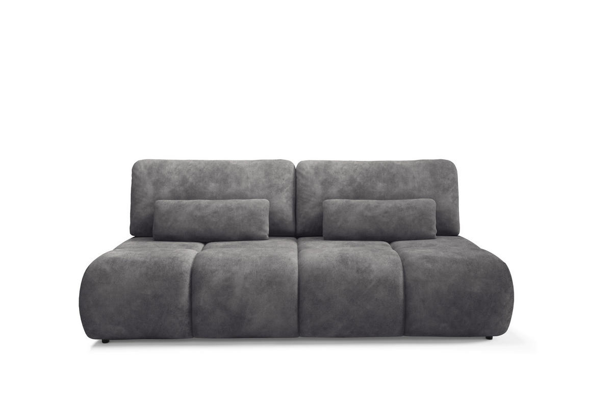 SCHLAFSOFA MARON in Samt Grau  - Schwarz/Grau, Design, Kunststoff/Textil (219/94/110cm) - Livetastic