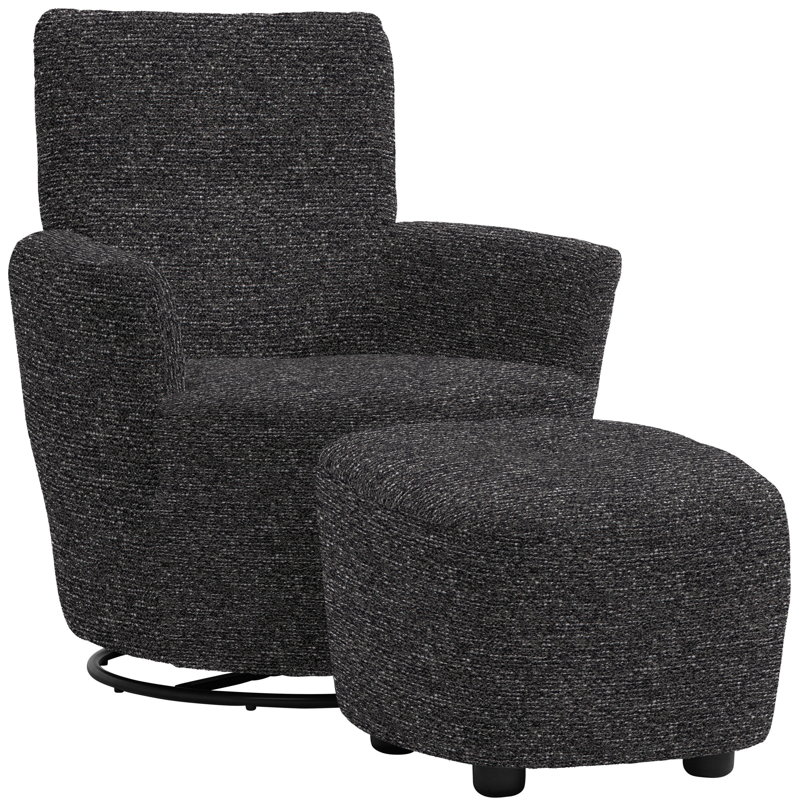 SESSEL in Chenille, Flachgewebe Dunkelgrau  - Dunkelgrau/Schwarz, Design, Textil/Metall (81/92/84cm) - Xora